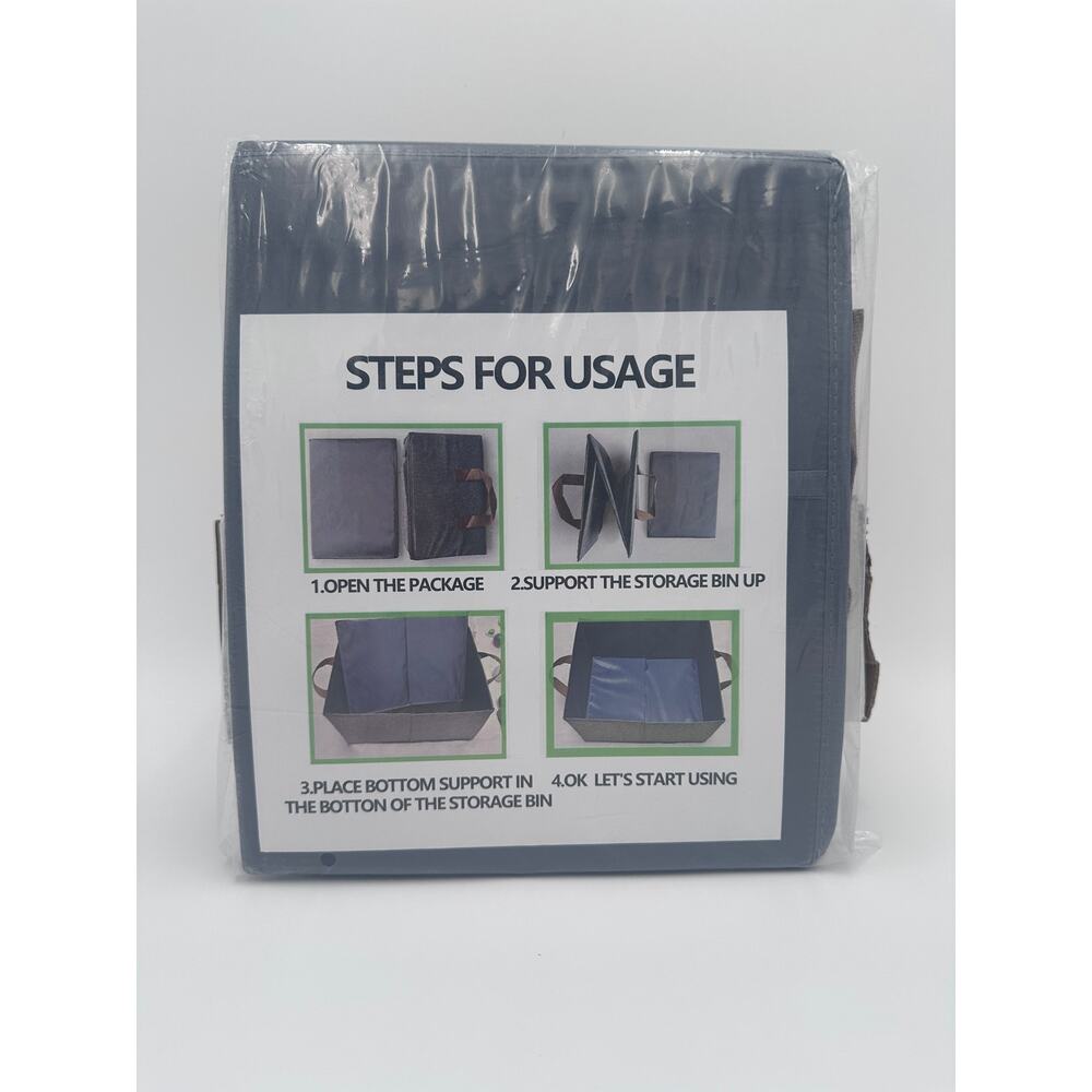 2-Pack Foldable Fabric Storage Bins with Handles Gray Closet Shelf Organizer NEW